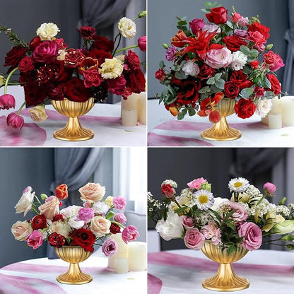 Sziqiqi Mini Gold Flower Arrangement Pots for Centerpiece Table Decorations Metal Vase Urn Planter Decor for Home Wedding Party Christmas (3.7IN-2PCS, Gold)