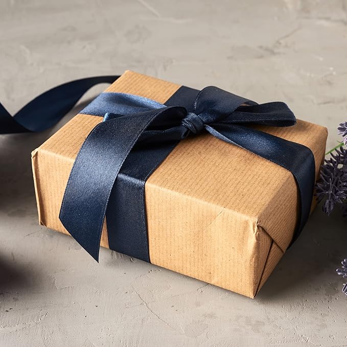 LIUYAXI Navy Blue Double Faced Satin Ribbon, 1/8" X Continuous 100 Yards, Thin Ribbons Perfect for Gift Wrapping Wedding Invitation Card Hair Bows Tag Floral Arrangement DIY Craft