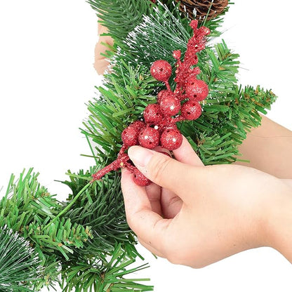 DearHouse 14 Pack Christmas Glitter Berries Stems, 7.8Inch Artificial Christmas Picks for Christmas Tree Ornaments, DIY Xmas Wreath, Crafts, Holiday and Home Decor (Red)