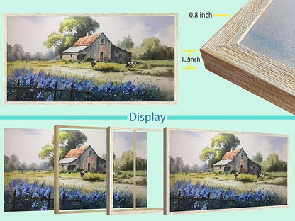 Ardemy Farmhouse Canvas Wall Art Large Framed Vintage Farm Cow Pictures Wall Decor Living Room Village Nature Painting Artwork Wall Art Bedroom Dining Room Home Office, 40"x20"