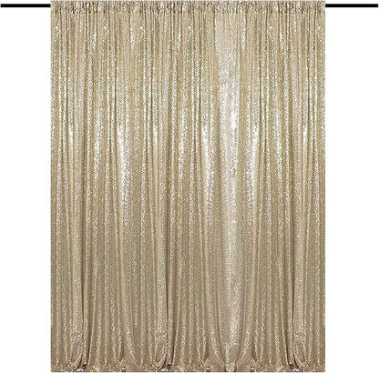 Champagne Gold Sequin Backdrop Curtain 10FTx10FT 1 Panel, Stage Sparkly Photography Background Drapes for Wedding Birthday Bridal Party Sparkle Background Party Decor
