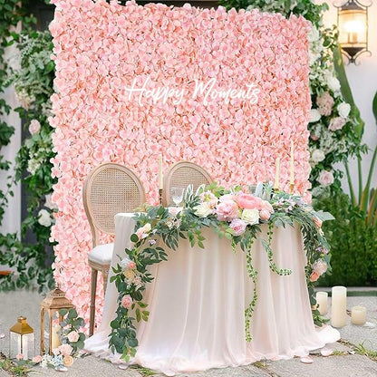 Flower Wall Panel Wedding Backdrop: 12 Pcs Artificial Flower Wall Backdrop 3D Silk Hydrangea Floral Wall for Bridal Shower Party Birthday Decoration (Blush, 15 x 15 Inch)