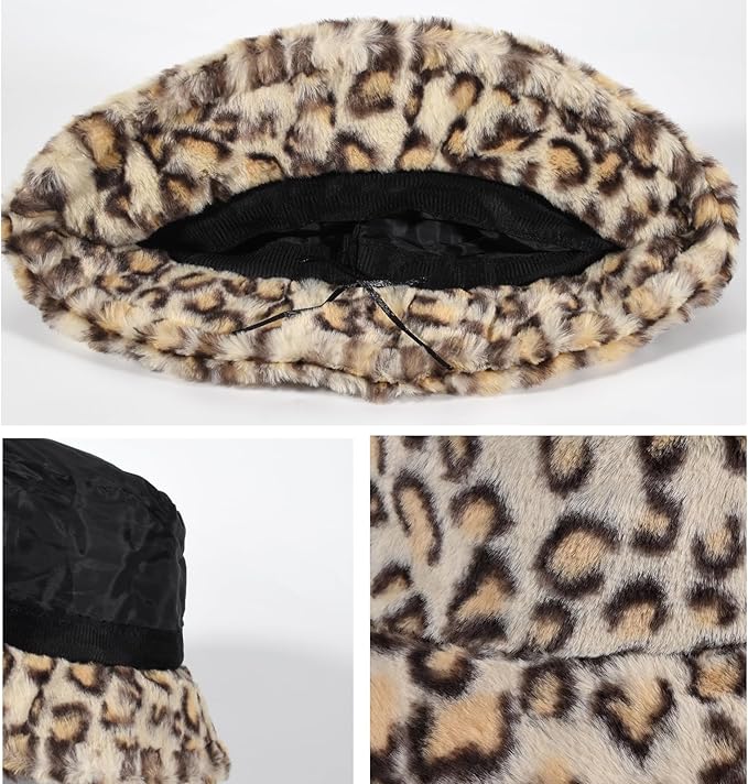 Winter Soft Faux Fur Plush Bucket Hat, Lovely Fisherman Cap, Fashion Outdoor Thick Warm Sun Cap for Women