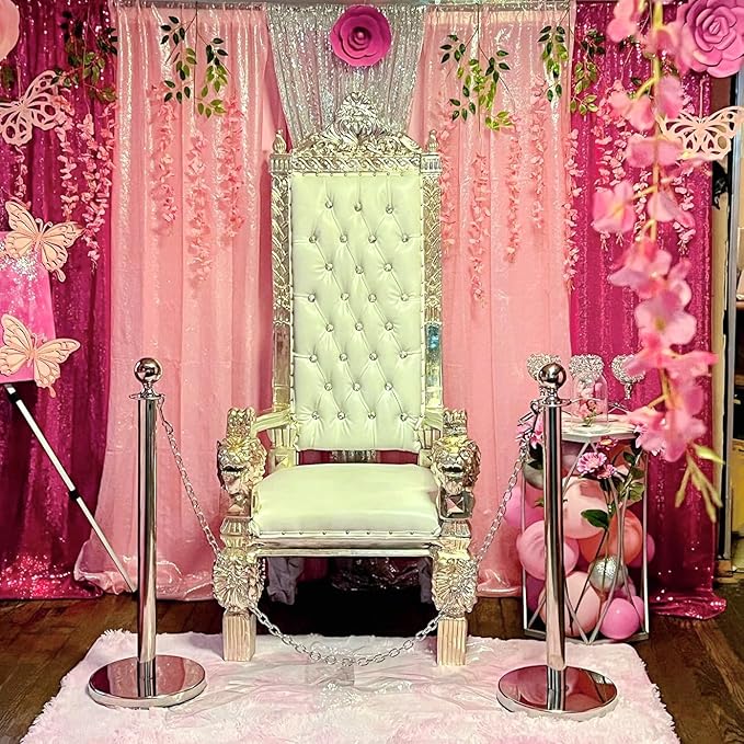 Hot Pink Sequin Backdrop Curtain 2FTx8FT 2 Panels Fuchsia Sequin for Parties Glitter Hot Pink Backdrop Curtain for Wedding Baby Shower Photo
