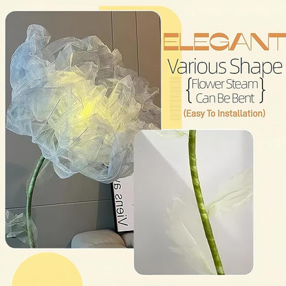 Giant Flowers for Decoration, 5 ft Large Organza Floral with LED Light, for Wedding Arrangements, Birthday Christmas Party Backdrop Decor, Photography Props, Shop Display, Yellow Pink