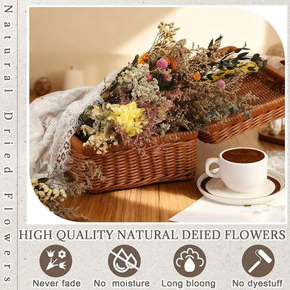6 Pack Boho Dried Flowers Bouquet Large Size 15-17 Inch Wedding Handmade Dry Flowers Bundles for Vase Craft DIY Photo Boutonniere for Floral Plant for Bridesmaid Gift Birthday Decor (Classic)