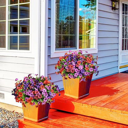 INQCMY Artificial Flowers for Outdoors Faux Plants Fake Flowers Spring Summer Decoration,12 Bundles Faux Silk Colorful Daisy Realistic UV Resistant for Outside Home Planter Window Porch Patio Yard