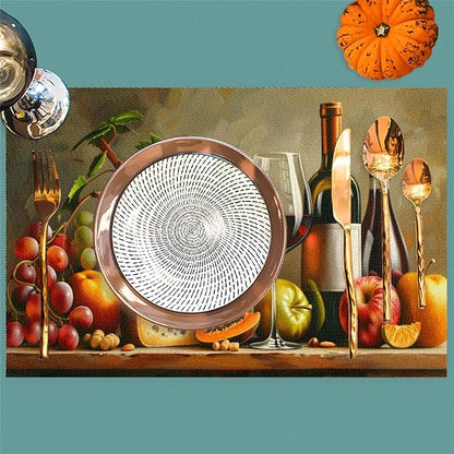 Grapes Fruit Wine PVC Placemats Set of 1 Wipeable Table Mats Washable Heat Resistant Non Slip Vinyl Dining Table Mat for Kithen Indoor Outdoor Patio Farmhouse Place Mats Decorative