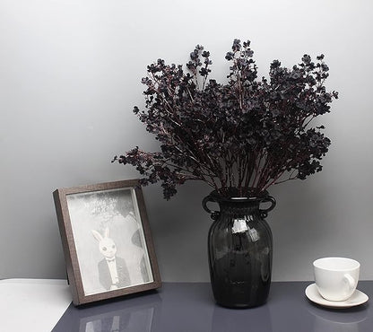 JAKY-Global Babys Breath Silk Artificial Flowers Bulk with Vase 10pcs for Fall Decor Fake Flower Bouquet Bulk for Home Kitchen Indoor Bouquet Floral Arrangement Table Centerpieces Party Decor(Black)