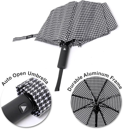 Nollia Windproof Automatic Travel Umbrella, Compact Portable with Reinforced Ribs for Sun & Rain