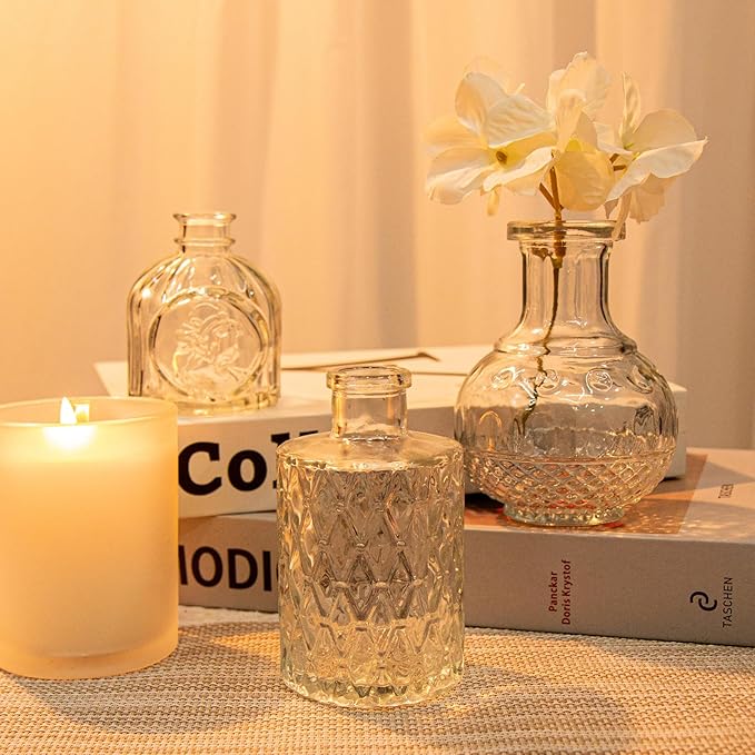 Glass Bud Vases Set of 20, Small Clear Vase in Bulk for Centerpieces, Mini Flower Vases for Rustic Wedding Vintage Home Table Decor