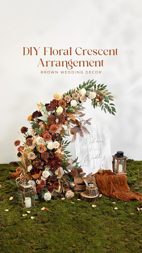 Ling's moment Flowers 16pcs Burnt Orange Rust Blooming Peonies Artificial Flowers with Stem, Artificial Peony Flowers for DIY Wedding Decorations Centerpieces Bouquets Boutonnieres