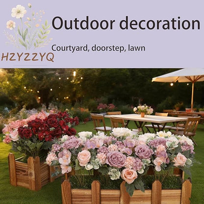 8 Pack Artificial Peony Flowers, Silk Peonies Flowers Fake Peonies Artificial Flowers Peonies Hydrangea Bouquet for Centerpiece Table Wedding Party Home Decor (8, Purple + Pink)