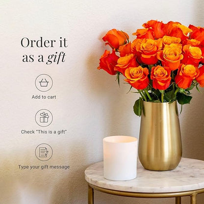 BloomsyBox - Yellow/Orange Roses -24 Long Stems, Hand-Tied in Eco-friendly, Vase Not Included, Fresh Flowers for Delivery – Gift for Birthday, Anniversary, Get Well, Congratulations, Wedding