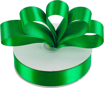 MEEDEE Emerald Ribbon 1 Inch Emerald Green Satin Ribbon Lux Double Faced Satin Ribbons by 50 Yards Polyester Green Wrapping Ribbons for Crafts, Wedding, Flower Bouquet, Holiday Decorating