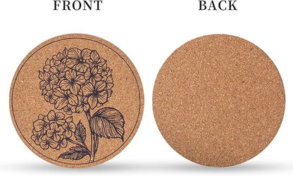 Coasters for Drinks 12 pcs Absorbent Cork Coasters with Flower Coaster for Coffee Table Housewarming Gifts for New Home Present for Friends, Living Room Decor, Apartment Decor