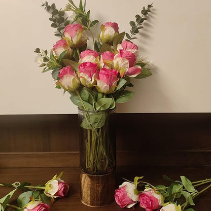 Artificial Roses 10 Pcs - Lifelike Single Stem Fake Roses with Natural Petal Texture,Fade-Resistant Silk Flowers for Wedding Decor,Home Vase Arrangements,Party Centerpieces(10, Magenta)