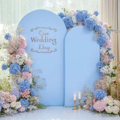 Blue White Arch Backdrop Cover Set of 2 Spandex Arch Covers 7.2 and 6ft Arch Covers Stretchy Backdrop Wedding Arch Stand Cover Bridal Baby Shower Birthday Party Arch Photo Backdrop
