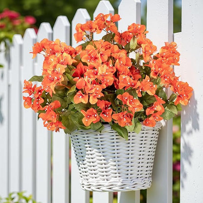 4 Pcs Artificial Flowers Bougainvillea Outdoor Artificial Plants Faux Flowers with Stems Silk Flowers for Wedding Porch Living Garden Decor(4PCS,Orange)