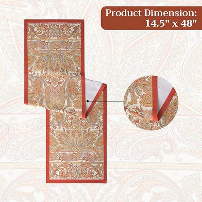 Maison d' Hermine Table Runner 100% Cotton Single Layer Table Runners 48 inches Long for Thanksgiving Christmas Decorations Home Kitchen Dining Party Wedding (Kashmir Paisley, 14.5" x 48")