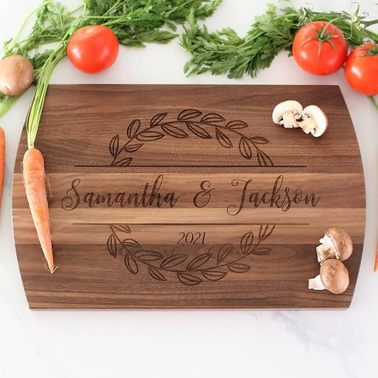 Blue Ridge Mountain Gifts Personalized Laser Engraved Wooden Cutting Board New Home Essentials - Customized Chopping Board for Weddings, Anniversaries, Birthdays - Unique Christmas Gift