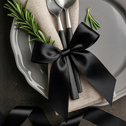 Fullive 1 1/2 Inch Black Ribbon, 30 Yards Black Ribbon for Gift Wrapping, Solid Polyester Satin Halloween Ribbons for Graduate Halloween Decorations DIY Hair Bows Floral Arrangements Wrapping Bouquet
