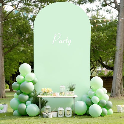 6.6FT Sage Green Arch Cover - Polyester Fitted Wedding Arch Stand Covers Round Top Chiara Arch Backdrop Cover for Birthday Party Banquet Photo Background Decoration