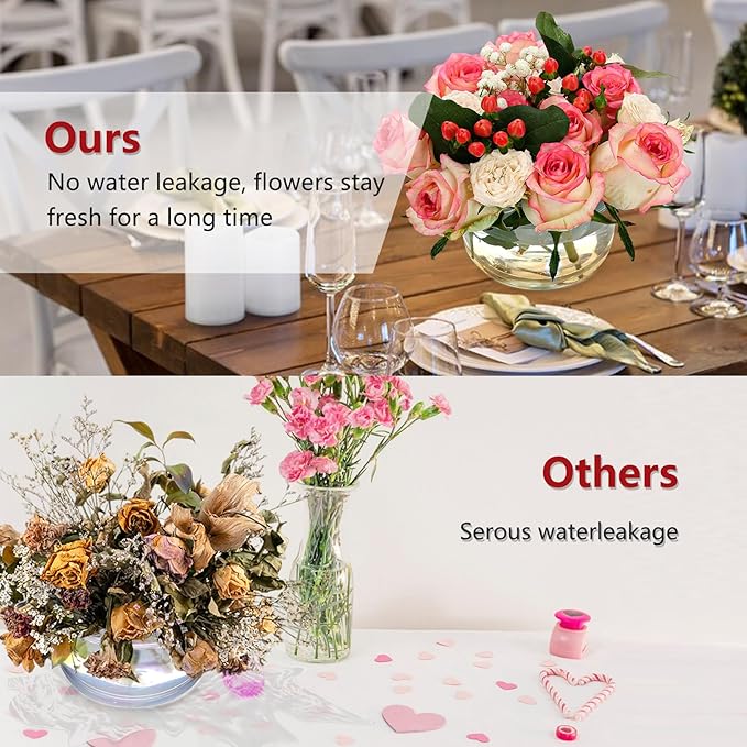 8PCS Acrylic Flower Vase for Centerpieces, 5.51" 12 Holes Clear Round Acrylic Flower Vase, for Wedding Birthday Party Table Decor Indoor/Outdoor Events