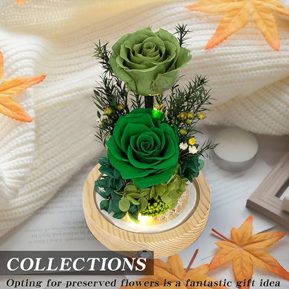 Preserved Roses & Fresh Flowers Bouquet – Gift for Women, Roses That Last Forever, Flowers for Delivery Prime, Green Roses – Birthday, Mother’s Day & Christmas