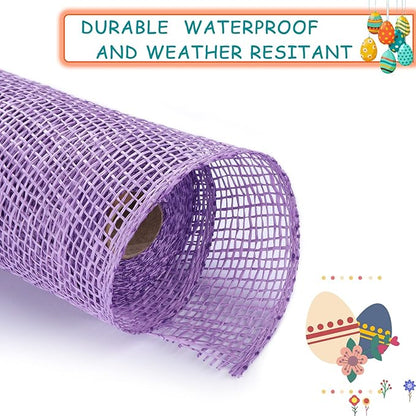 Chuangdi 4 Rolls Easter Poly Burlap Mesh Poly Burlap Deco Ribbon Mesh Roll for Spring Summer DIY Flower Wreath Garland, 10 Inch