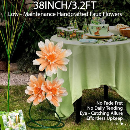 3 Pcs Giant Daisy Fake Flowers for Decoration,37.8" Large Faux Daisy Flower with Stand for Home Decor Garden,Hotel,Office,Photography Props,Wedding,Art Gallery,Shop Window Display(Orange)