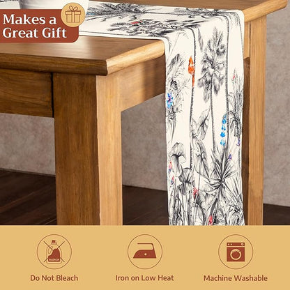 Maison d' Hermine Table Runner 100% Cotton Single Layer Table Runners 36 inches Long for Thanksgiving Christmas Decorations Home Kitchen Dining Party Wedding (Amazonia, 14.5" x 36")
