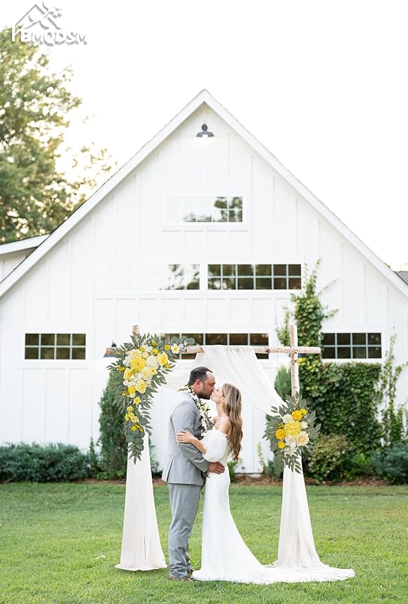 Artificial Flowers Wedding Arch Decor Arch Flowers (Set of 2) for Wedding Welcome Sign and Backdrop Decoration (Yellow)