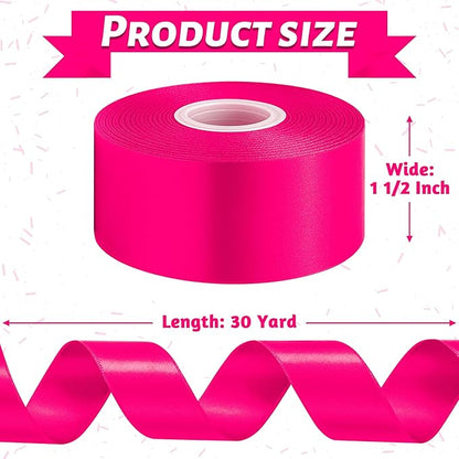 Fullive Rosered Satin Ribbon 1 1/2 Inch, 30Yards Ribbon for Gift Wrapping, Polyester Solid Valentines Day Ribbons for Valentines Day Christmas Decorations DIY Bows Wrapping Bouquet Floral Arrangements