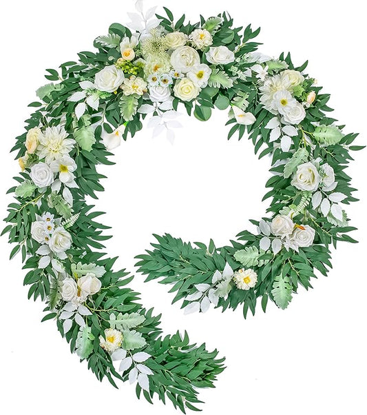 9FT Wedding Arch Flower Garland, Handmade Wedding Table Decorations,Head Table Floral Decor for Noble and Charming Wedding Ceremony