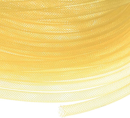 Mesh Tube Ribbon 25 Yards, 6mm Elastic Fabric Ribbons Mesh Tubing for Crafts/Gift Wrapping/Flower Bouquets/Wedding/Birthday/Holiday/Wreaths Christmas/Decoration[Ginger Yellow]