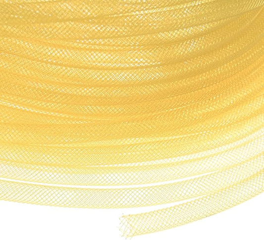 Mesh Tube Ribbon 25 Yards, 6mm Elastic Fabric Ribbons Mesh Tubing for Crafts/Gift Wrapping/Flower Bouquets/Wedding/Birthday/Holiday/Wreaths Christmas/Decoration[Ginger Yellow]