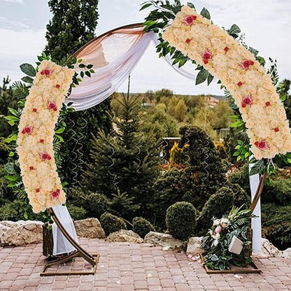 3D Flower Wall Backdrop - 12Pcs Artificial Flower Wall Panel 15 * 15inch Decoration Champagne and Red Roses Wall for Home Party Wedding Anniversary Birthday
