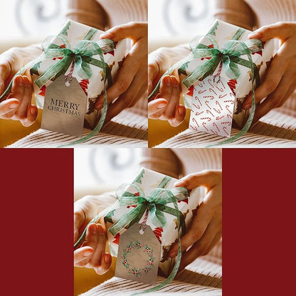 Pro Supply Global 24 Count of 2.5 Inch x 3 Inch Pre Strung Christmas Candy Canes Gift Tag Assorted Printed Designs on Large Cardstock Gift Hang Tags - Ideal to Use on Bags