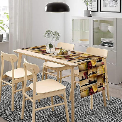 Red Wine Vintage Table Runner, Kitchen Dining Table Farmhouse Decoration for Home Party Decor 13x36 Inch