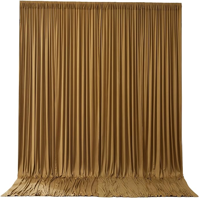Gold Brown Backdrop Curtains-Wrinkle-Free Polyester Photography Drapes Party Curtain Background for Baby Shower Wedding Decorations- 16 X10FT