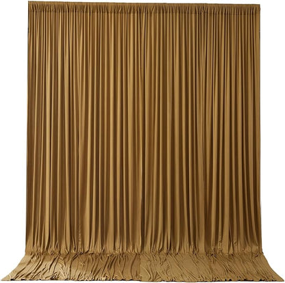 Gold Brown Backdrop Curtains-Wrinkle-Free Polyester Photography Drapes Party Curtain Background for Baby Shower Wedding Decorations- 16 X10FT
