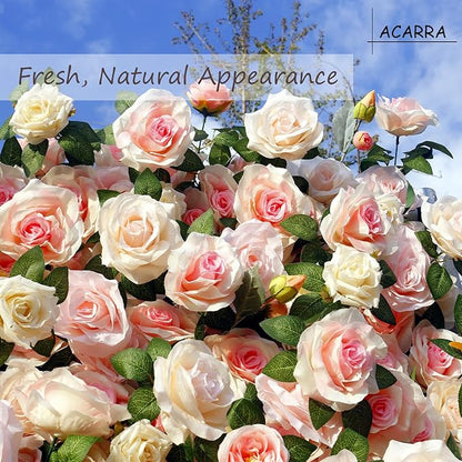 8×8 ft Artificial Pink Flower Wall Backdrop with Backdrop Stand, 2pcs 4×8 ft Panels, Assembly-Friendly Floral Backdrop for Weddings, Events, Studios & Window Displays