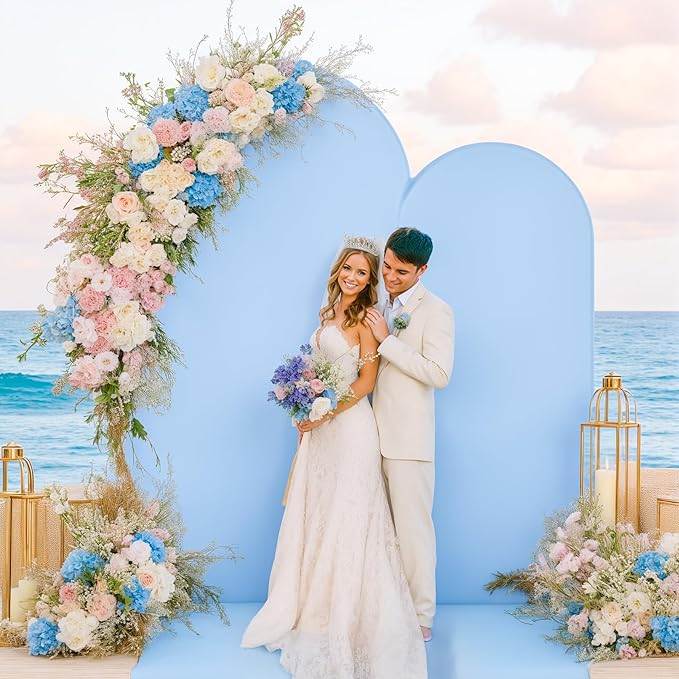 Arch Backdrop Cover Set of 2 Pink Blue Arch Cover 7.2 and 6ft Wedding Arch Cover Stretchy Backdrop Birthday Bridal Baby Shower Gender Reveal Party Arch Stand Covers Spandex