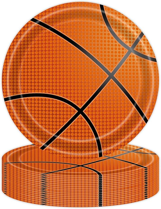 50PCS Basketball Party Paper Plates 7 Inch, Disposable Basketball Birthday Party Supplies Cake Dessert Plates for Birthday Baby Shower Sports Event Decorations