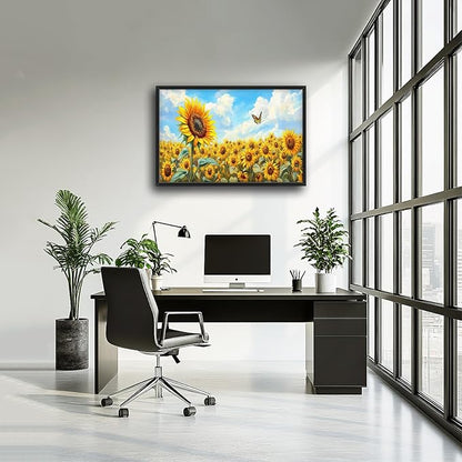 Sunflower Large Wall Art Sunflower Landscape Pictures Wall Decor Flower Canvas Floral Print Painting Modern Artwork Home Decoration for Bathroom Office Living Room Bedroom Framed 24"x36"