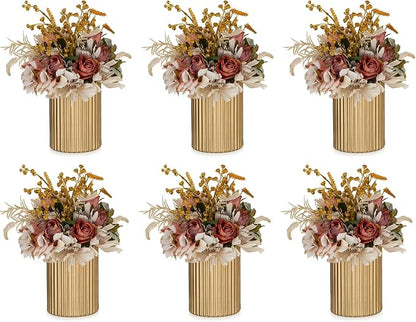 NUPTIO Gold Flower Vases for Centerpieces: 6 Pcs 5.1 inch Metal Flower Vase Flowers Stand Wedding Centerpieces for Tables Centerpiece Table Decorations