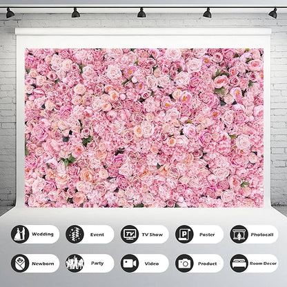 Roses Flowers Backdrop Valentine's Day Pink Rose Photography Background Floral Red Rose Backdrop for Birthday Wedding Baby Shower Anniversary for Various Floral Roses Backdrops Adults Props 7x5ft