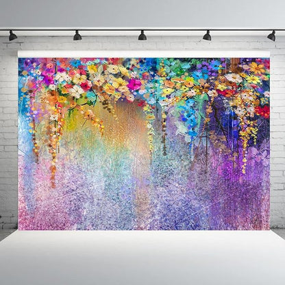 5x3ft Purple Abstract Flower Backdrop Watercolor Painting Photography Background for Wedding Bridal Shower Birthday Party Portrait Shooting Video Studio Props