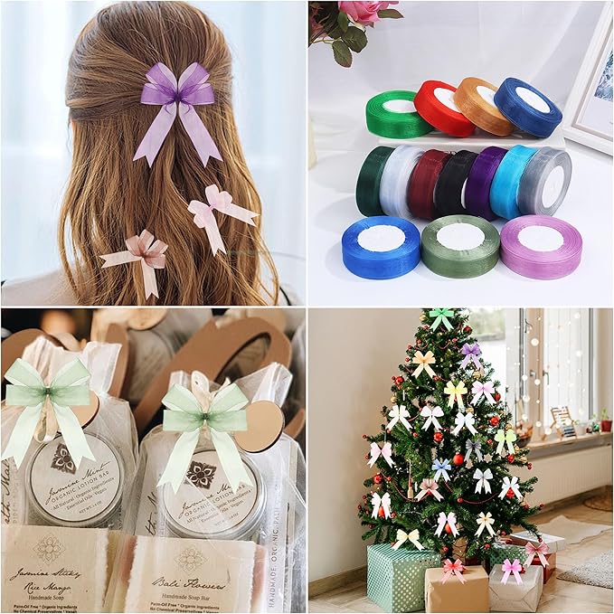 3/4 Inch x 50 Yards Sheer Organza Ribbon Chiffon Ribbon for Gift Wedding Flower Bouquet Wrapping Decorations Crafts (Brown)